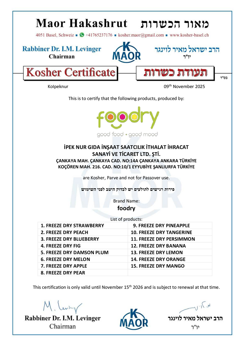 Kosher Sertifikamız