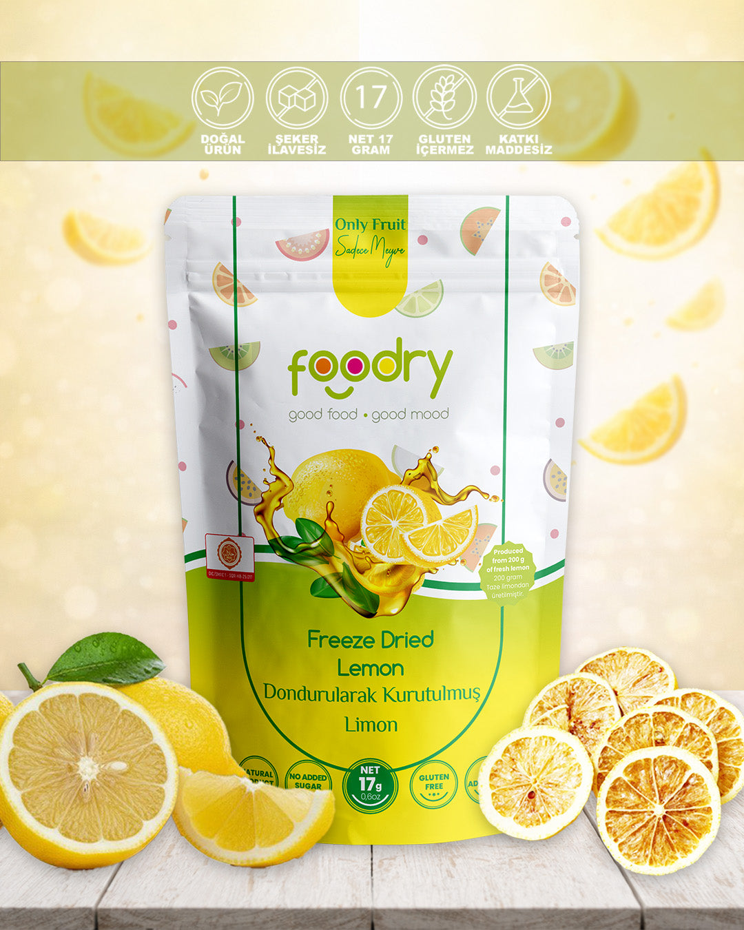 Dondurularak Kurutulmuş Limon – Freeze Dry Limon 17g | Katkısız