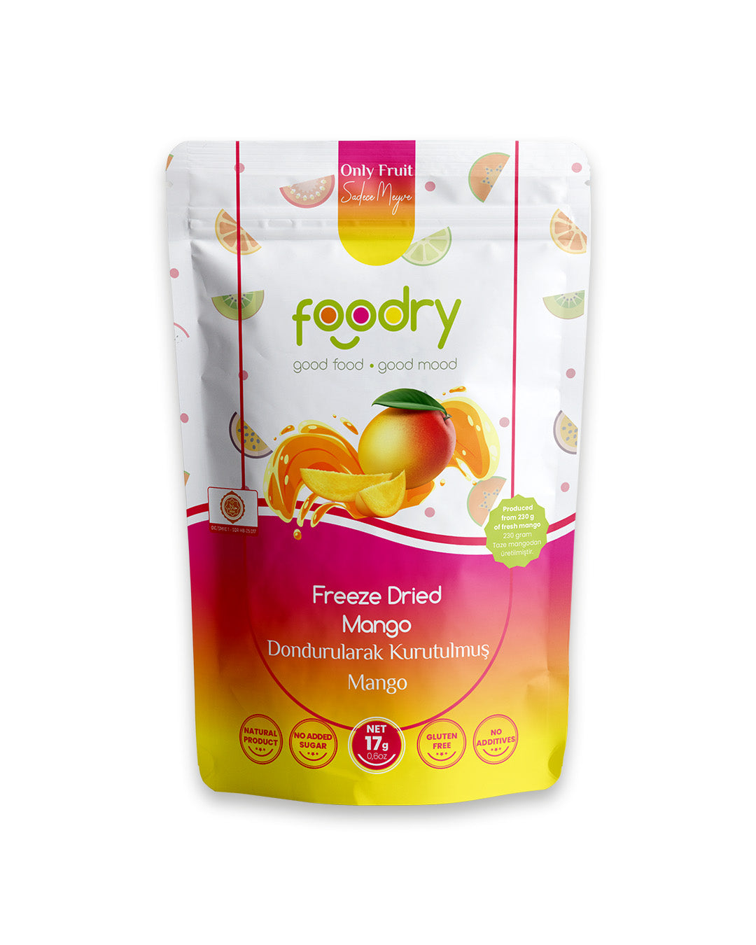 Dondurularak Kurutulmuş Mango – Freeze Dry Mango 17g | Katkısız Çıtır Meyve Atıştırmalığı