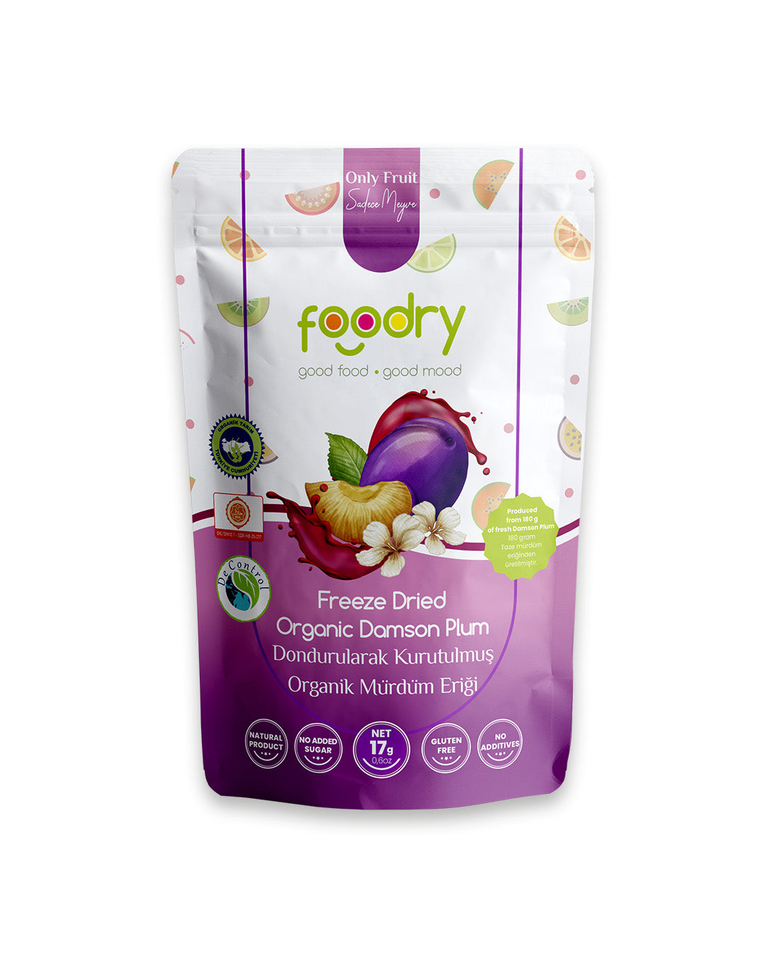 Dondurularak Kurutulmuş Mürdüm Eriği – Freeze Dry Mürdüm Eriği 17 g | Katkısız Çıtır Meyve Atıştırmalığı