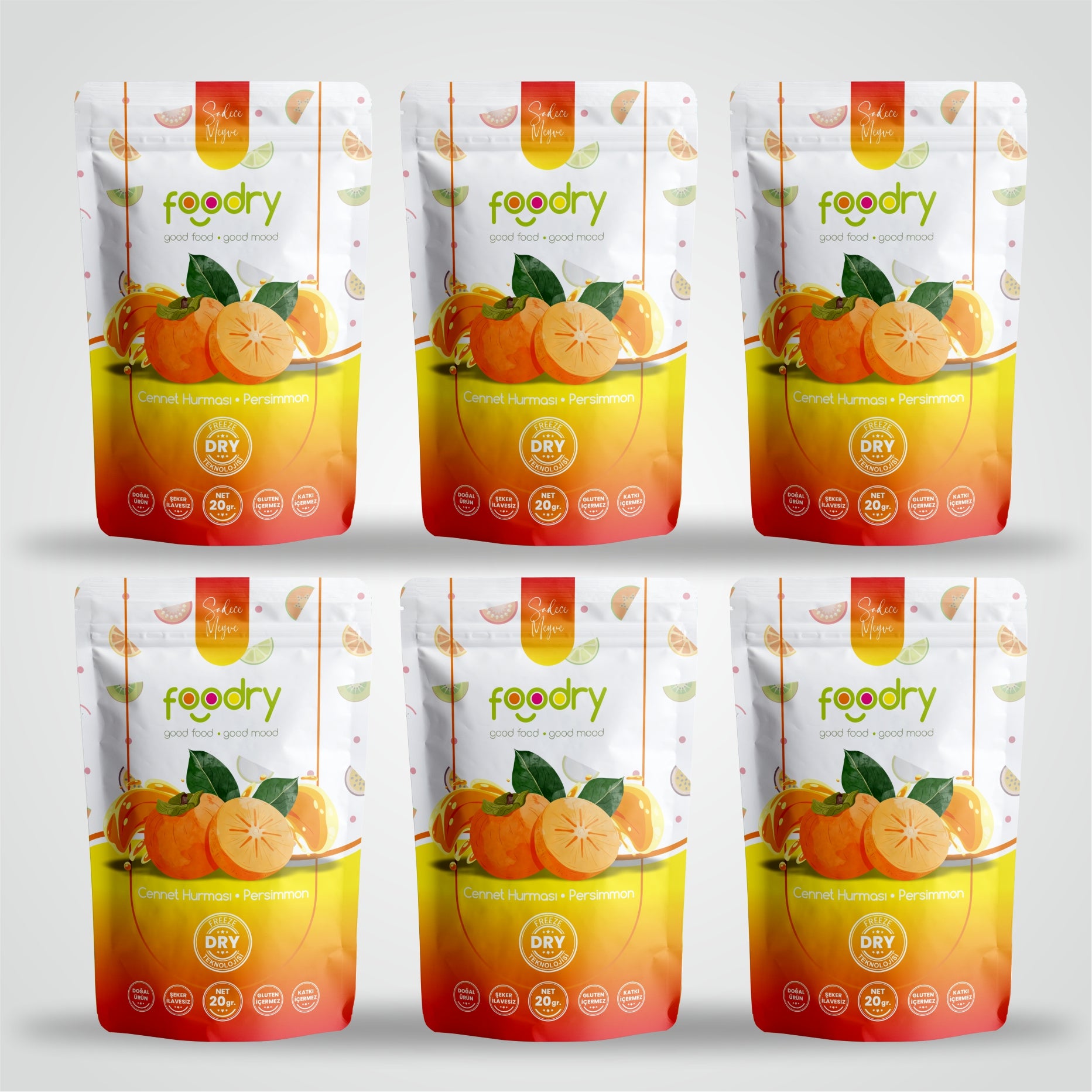 Freeze Dried Persimmon - Dondurularak Kurutulmuş Cennet Hurması 6x20 gr