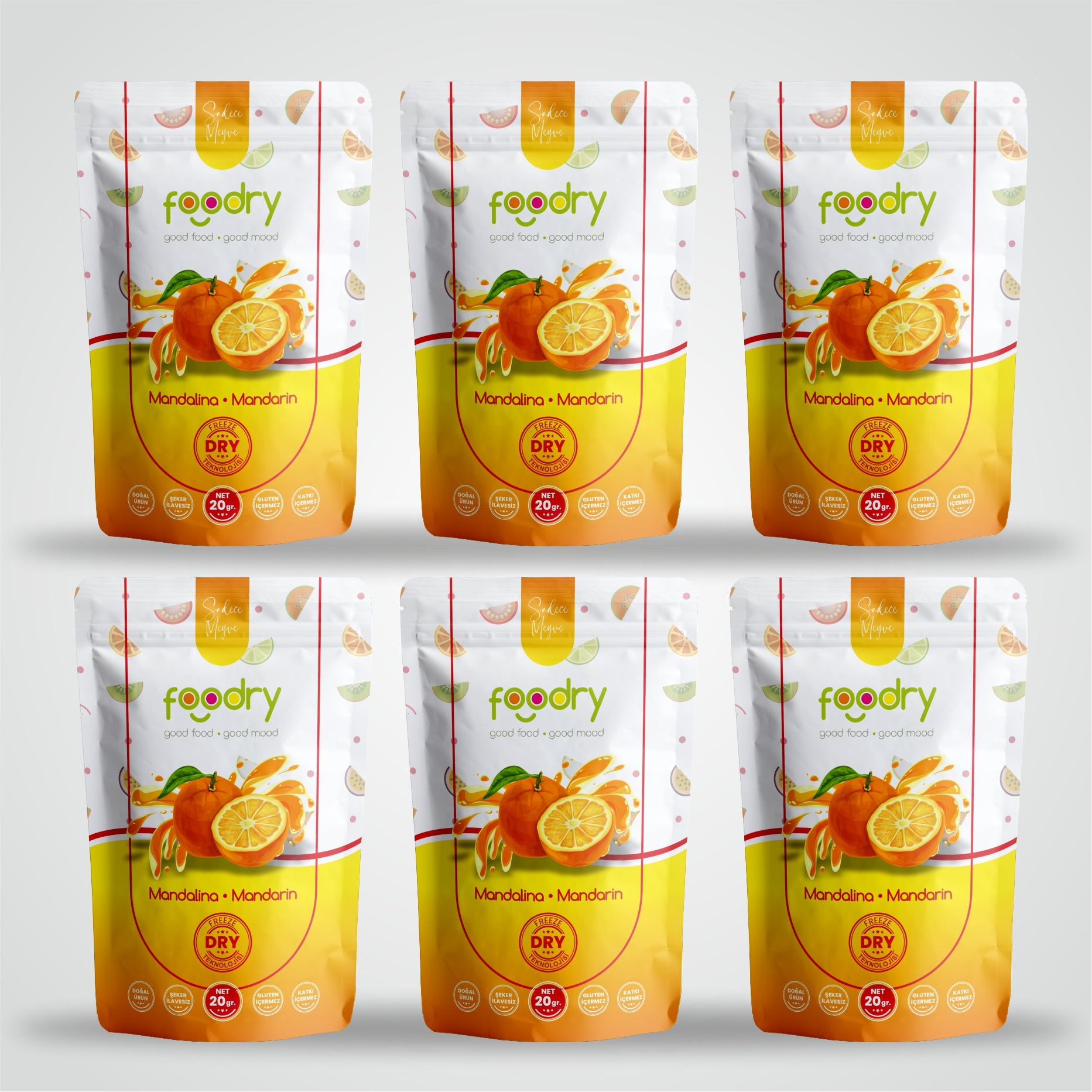 Freeze Dried Mandarin - Dondurularak Kurutulmuş Mandalina 6x20 gr