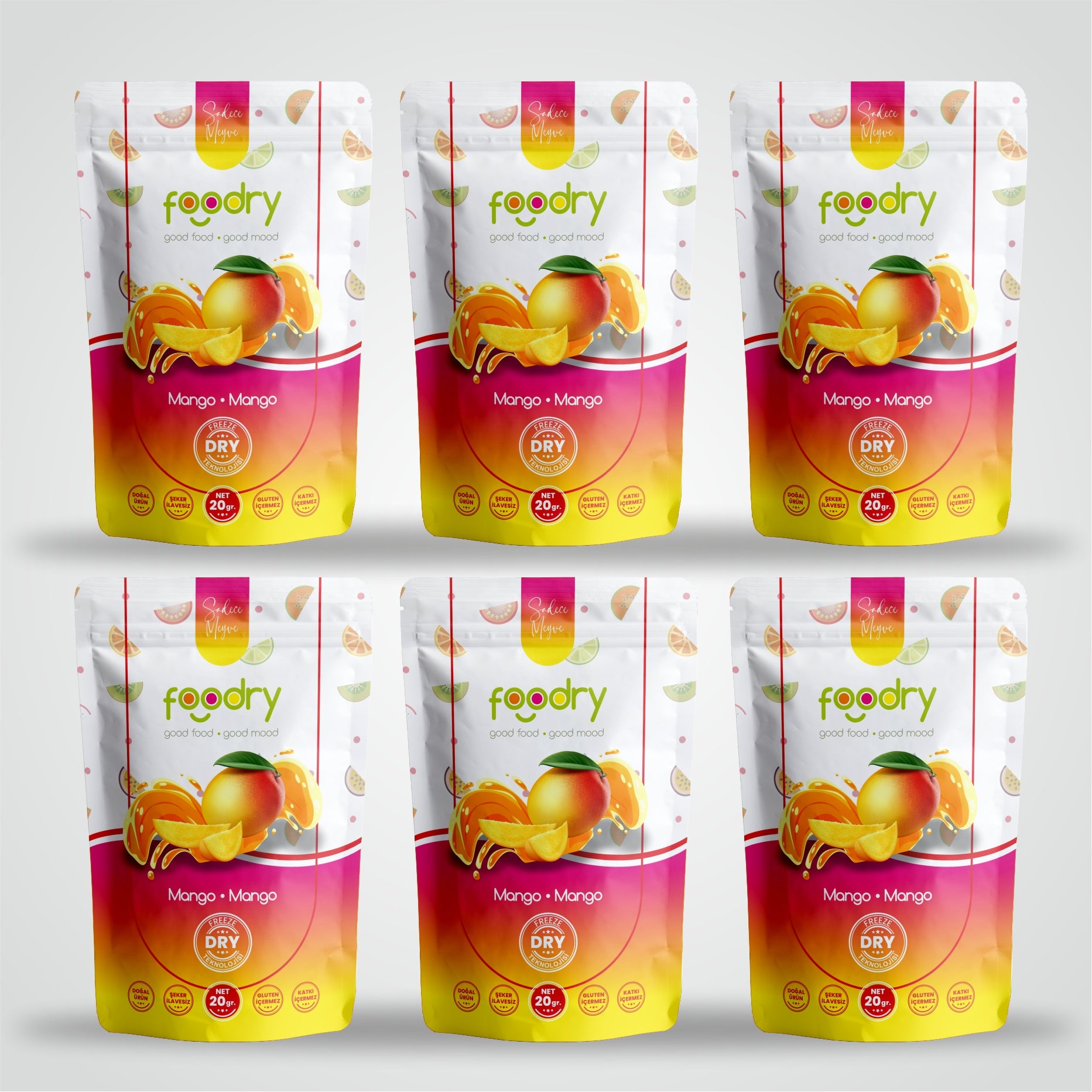 Freeze Dried Mango - Dondurularak Kurutulmuş Mango 6x20 gr