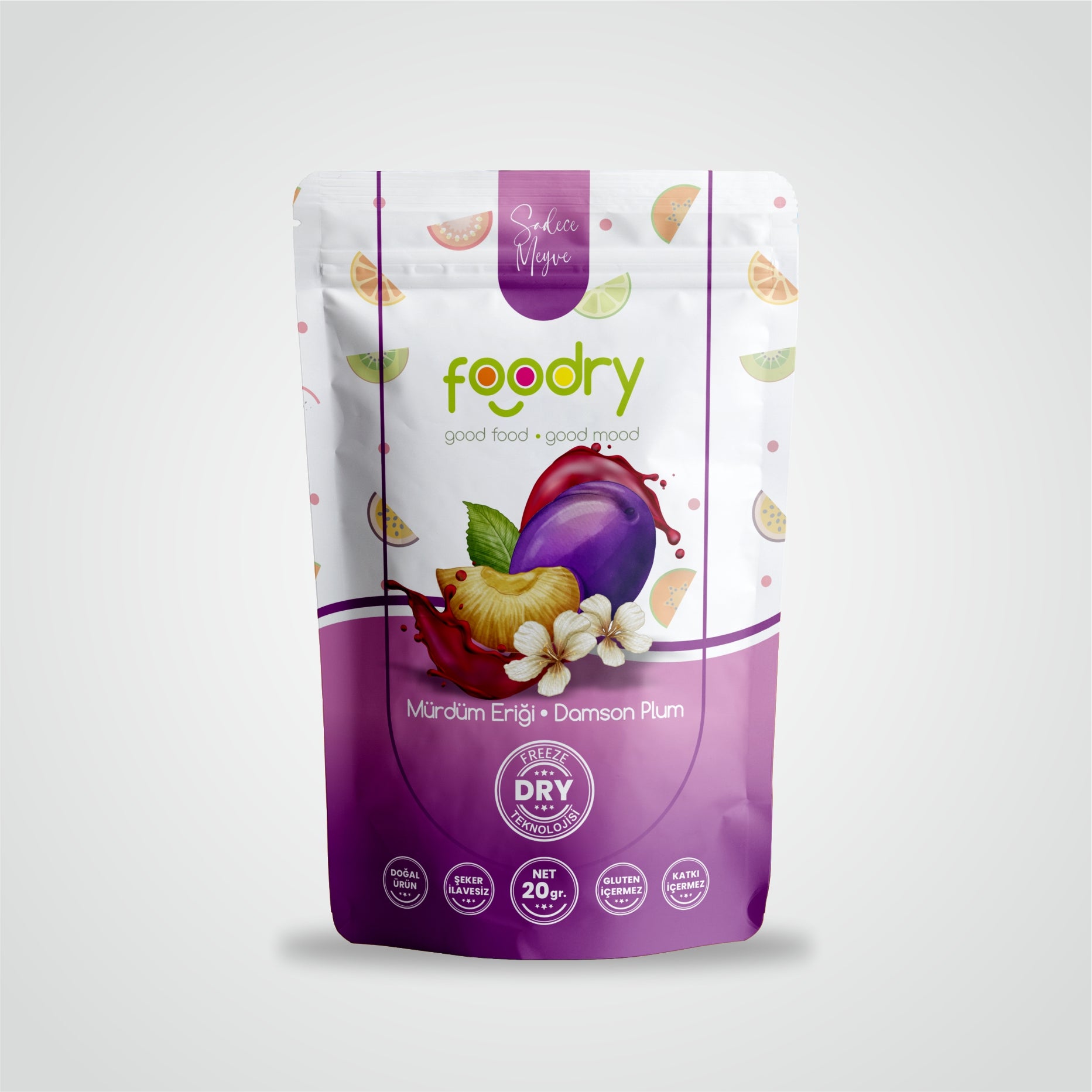 Freeze Dried Organic Damson Plum - Dondurularak Kurutulmuş Organik Mürdüm Eriği 20 gr