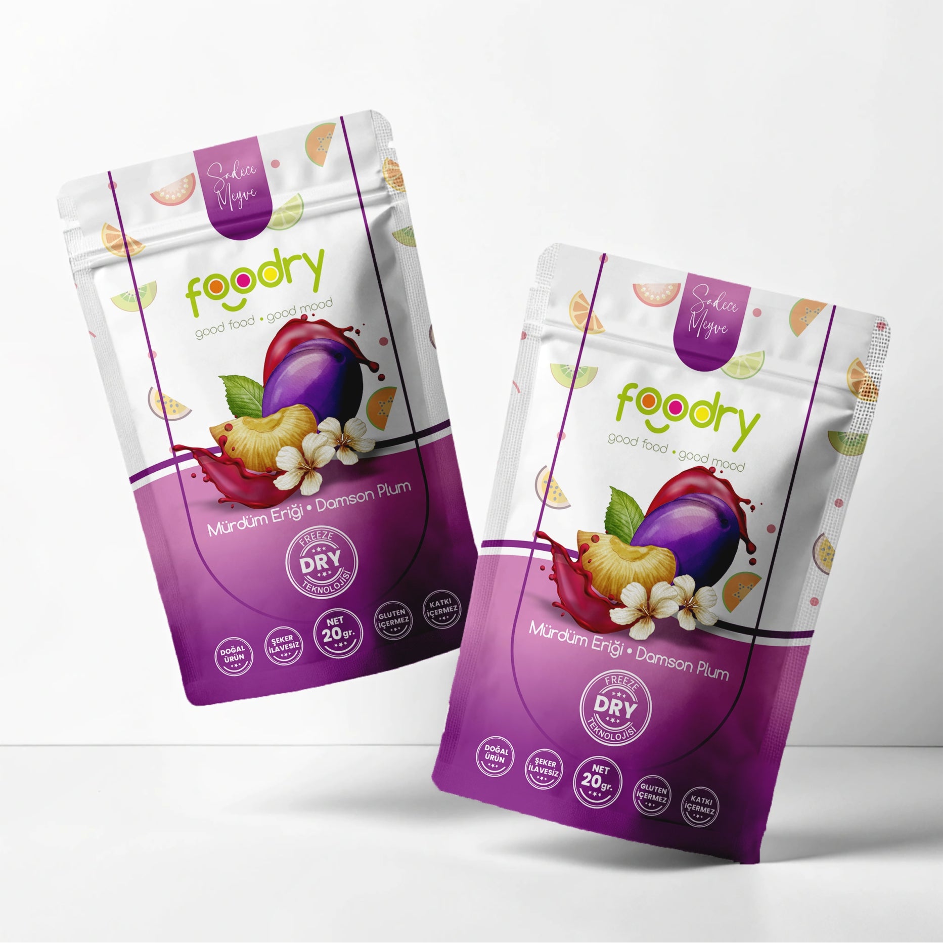 Freeze Dried Organic Damson Plum - Dondurularak Kurutulmuş Organik Mürdüm Eriği 2x20 gr