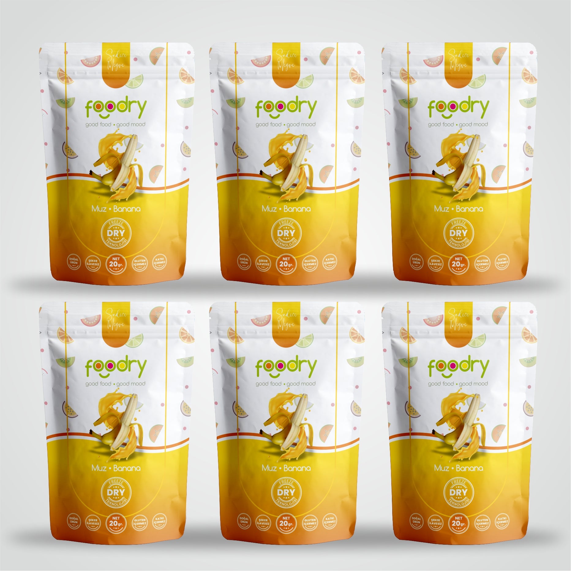 Freeze Dried Banana - Dondurularak Kurutulmuş Muz 6x20 gr